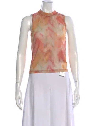 Pre-owned Ba&sh Printed Mock Neck Top In Multi