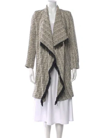 Pre-owned Ba&sh Printed Open Front Sweater In White