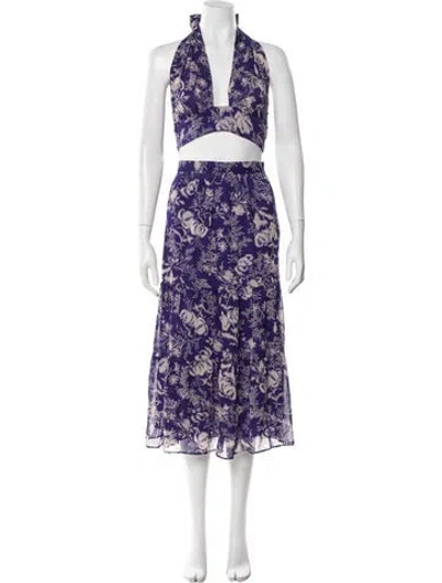Pre-owned Ba&sh Printed Ruffle Embellishment Skirt Set In Purple
