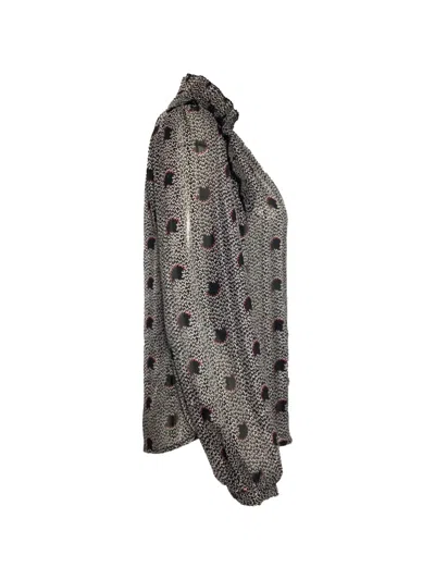 Pre-owned Ba&sh Printed Ruffled Blouse In Black