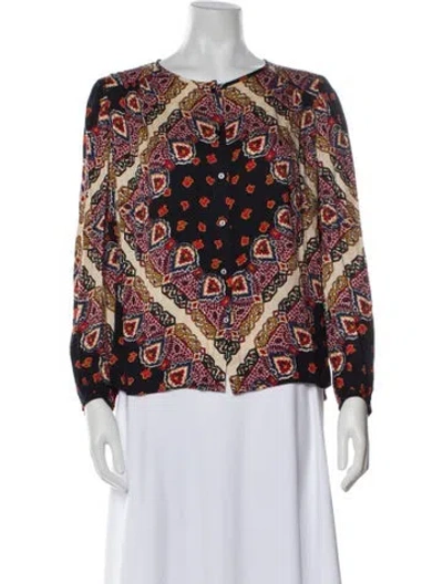 Pre-owned Ba&sh Printed Scoop Neck Blouse