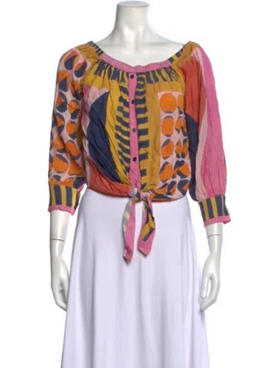 Pre-owned Ba&sh Printed Scoop Neck Blouse In Multicolor