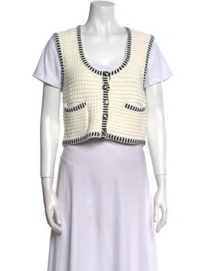 Pre-owned Ba&sh Printed Scoop Neck Sweater W/ Tags In White