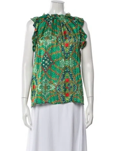 Pre-owned Ba&sh Printed Sleeveless Top In Green