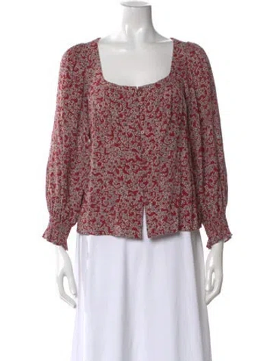 Pre-owned Ba&sh Printed Square Neckline Blouse In Red