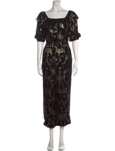 Pre-owned Ba&sh Printed Square Neckline Jumpsuit In Black
