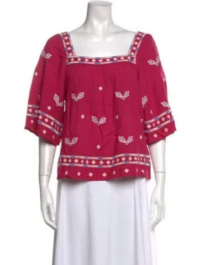 Pre-owned Ba&sh Printed Square Neckline Top In Pink