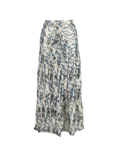 Pre-owned Ba&sh Printed Strapless Dress In Blue