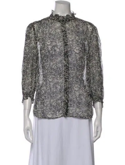 Pre-owned Ba&sh Printed Three-quarter Sleeve Blouse In Multi