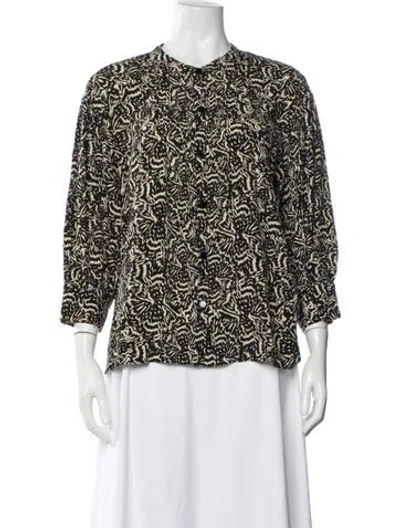 Pre-owned Ba&sh Printed Three-quarter Sleeve Blouse In Multi