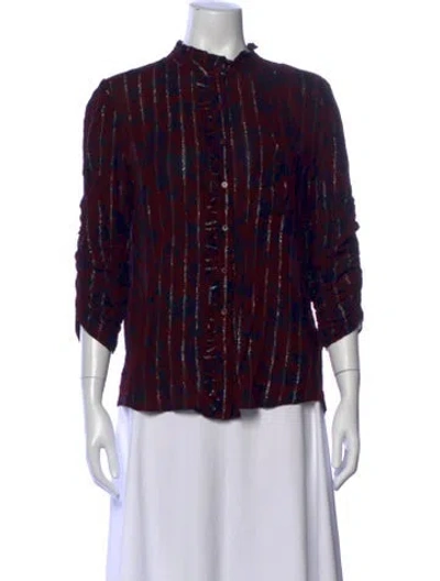 Pre-owned Ba&sh Printed Three-quarter Sleeve Blouse In Multi