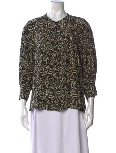 Pre-owned Ba&sh Printed Three-quarter Sleeve Blouse In Neutrals