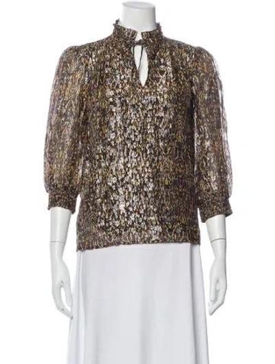 Pre-owned Ba&sh Printed Tie Neck Blouse