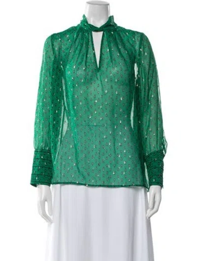 Pre-owned Ba&sh Printed Tie Neck Blouse