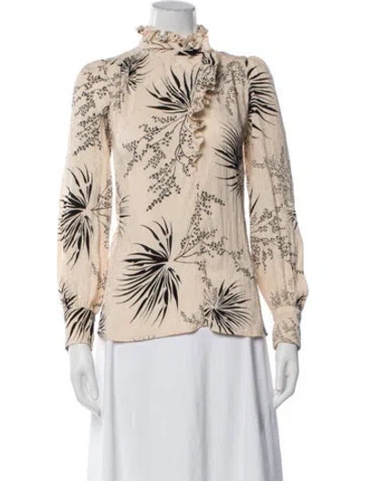 Pre-owned Ba&sh Printed Tie Neck Blouse In Neutrals