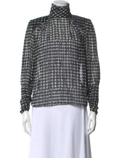 Pre-owned Ba&sh Printed Turtleneck Blouse In Black