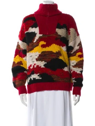 Pre-owned Ba&sh Printed Turtleneck Sweater In Red