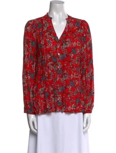 Pre-owned Ba&sh Printed V-neck Blouse