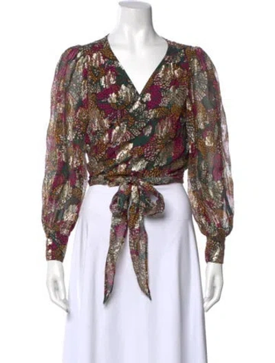 Pre-owned Ba&sh Printed V-neck Blouse