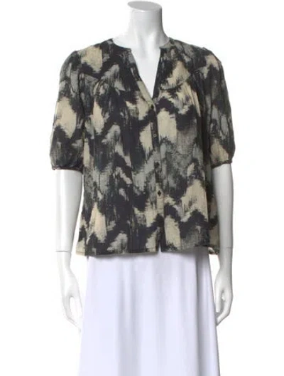 Pre-owned Ba&sh Printed V-neck Blouse In Black