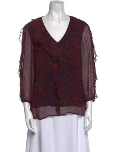 Pre-owned Ba&sh Printed V-neck Blouse In Black