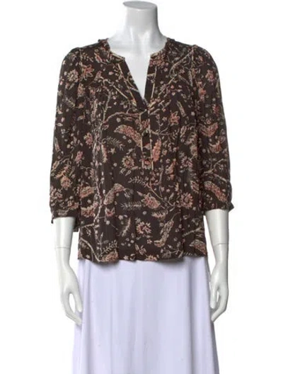 Pre-owned Ba&sh Printed V-neck Blouse In Black
