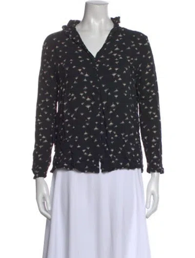 Pre-owned Ba&sh Printed V-neck Blouse In Black