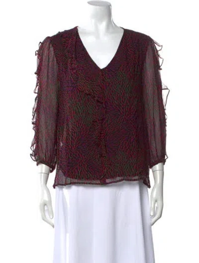 Pre-owned Ba&sh Printed V-neck Blouse In Black