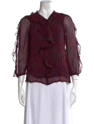 Pre-owned Ba&sh Printed V-neck Blouse In Black