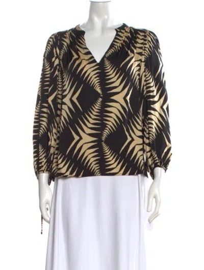 Pre-owned Ba&sh Printed V-neck Blouse In Black