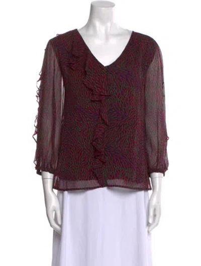 Pre-owned Ba&sh Printed V-neck Blouse In Multi