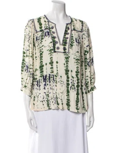 Pre-owned Ba&sh Printed V-neck Blouse In Multi