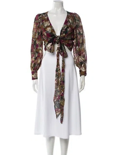 Pre-owned Ba&sh Printed V-neck Blouse In Multi
