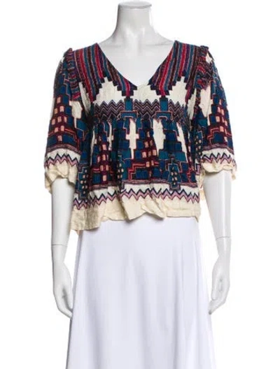 Pre-owned Ba&sh Printed V-neck Blouse In Multi