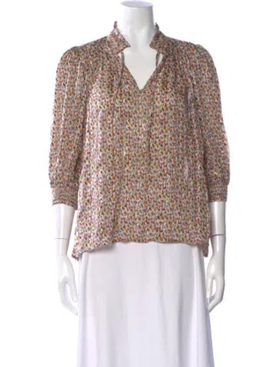 Pre-owned Ba&sh Printed V-neck Blouse In Multi