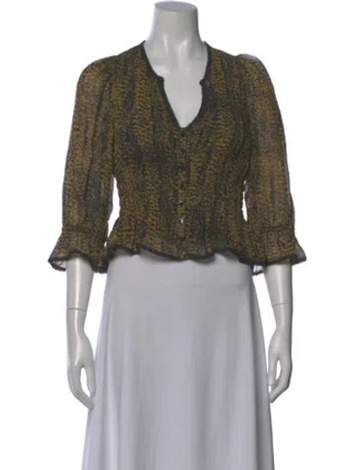 Pre-owned Ba&sh Printed V-neck Blouse In Multi