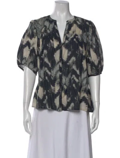 Pre-owned Ba&sh Printed V-neck Blouse In Multi