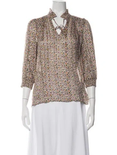 Pre-owned Ba&sh Printed V-neck Blouse In Multi