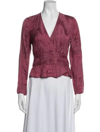 Pre-owned Ba&sh Printed V-neck Blouse In Multi