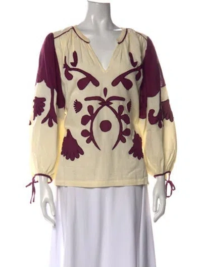 Pre-owned Ba&sh Printed V-neck Blouse In Multicolor