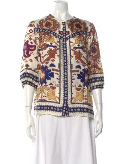 Pre-owned Ba&sh Printed V-neck Blouse In Multicolor