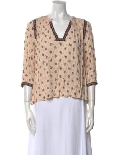 Pre-owned Ba&sh Printed V-neck Blouse In Neutral