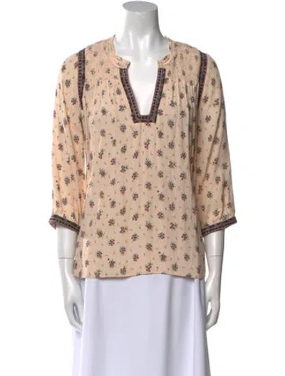 Pre-owned Ba&sh Printed V-neck Blouse In Neutral