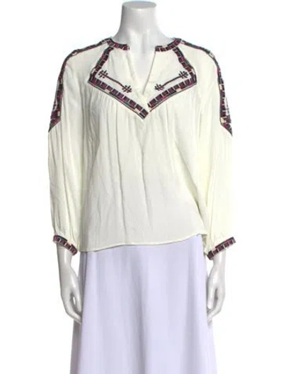 Pre-owned Ba&sh Printed V-neck Blouse In Neutral