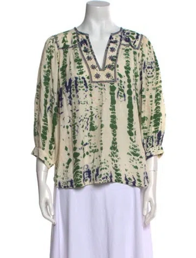 Pre-owned Ba&sh Printed V-neck Blouse In Neutral