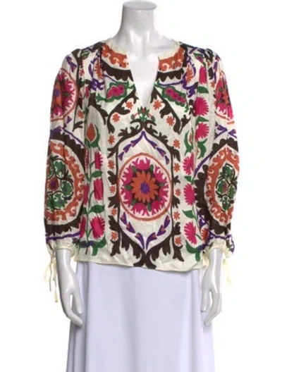 Pre-owned Ba&sh Printed V-neck Blouse In Neutral