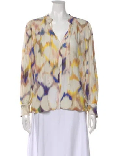 Pre-owned Ba&sh Printed V-neck Blouse In Neutral