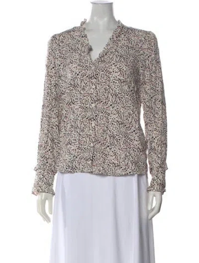 Pre-owned Ba&sh Printed V-neck Blouse In Neutral