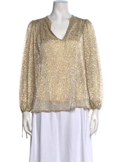 Pre-owned Ba&sh Printed V-neck Blouse In Neutral