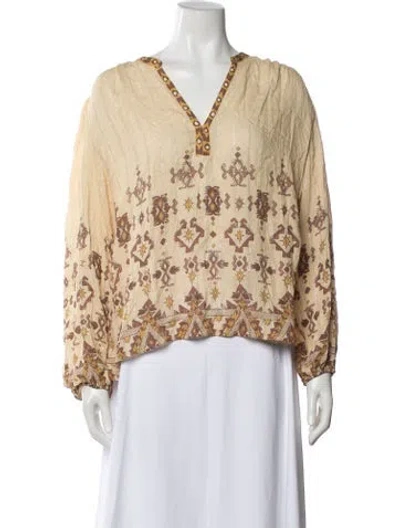 Pre-owned Ba&sh Printed V-neck Blouse In Neutrals